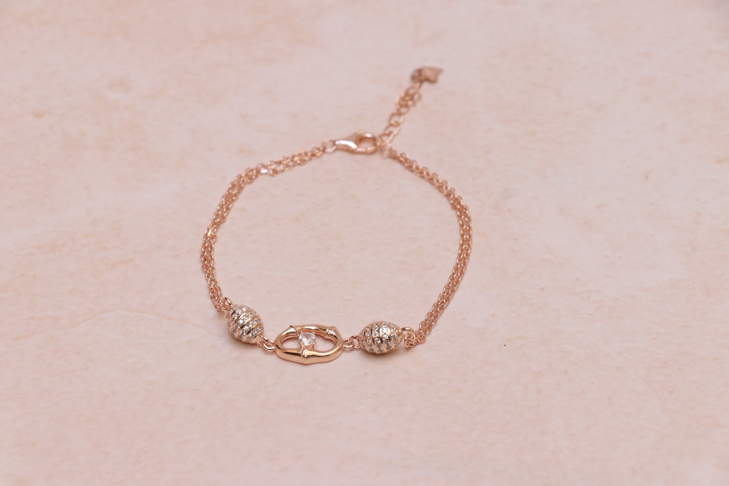 Rose Gold Solitaire Silver Chain Bracelet