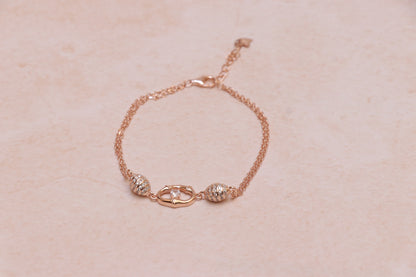 Rose Gold Solitaire Silver Chain Bracelet