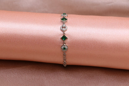 Emerald Infinity Silver Chain Bracelet