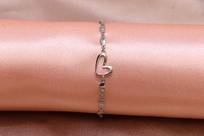 Heart Silver Chain Bracelet