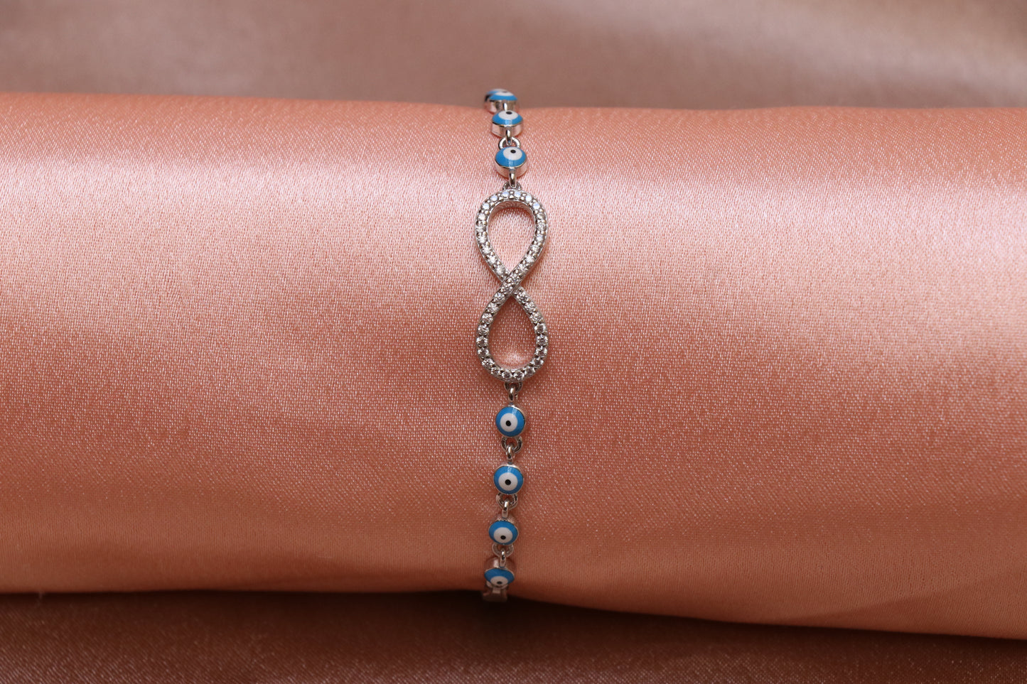 Infinity Evil Eye Silver Chain Bracelet