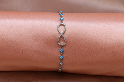 Infinity Evil Eye Silver Chain Bracelet