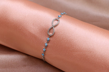 Infinity Evil Eye Silver Chain Bracelet