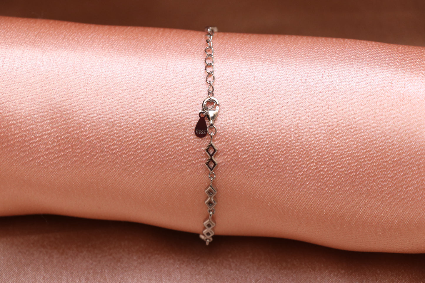 Studded Heart Silver Chain Bracelet