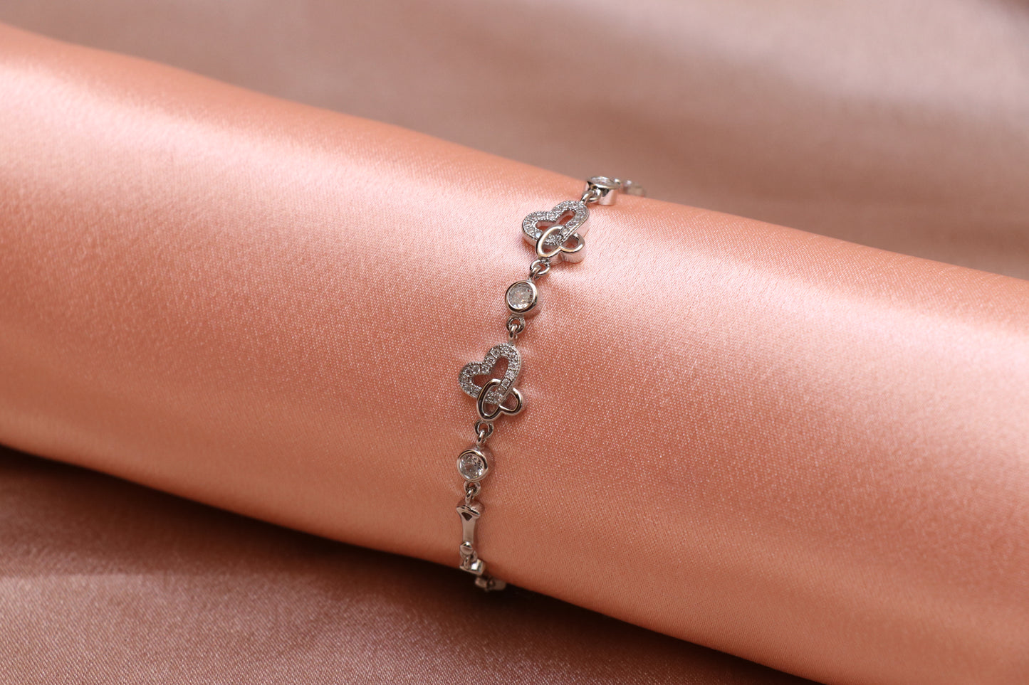 Heart In Heart Silver Chain Bracelet