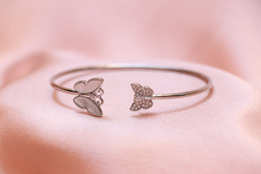 White Butterfly Silver Bracelet