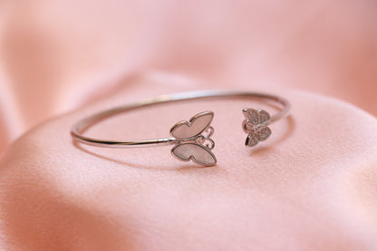 White Butterfly Silver Bracelet