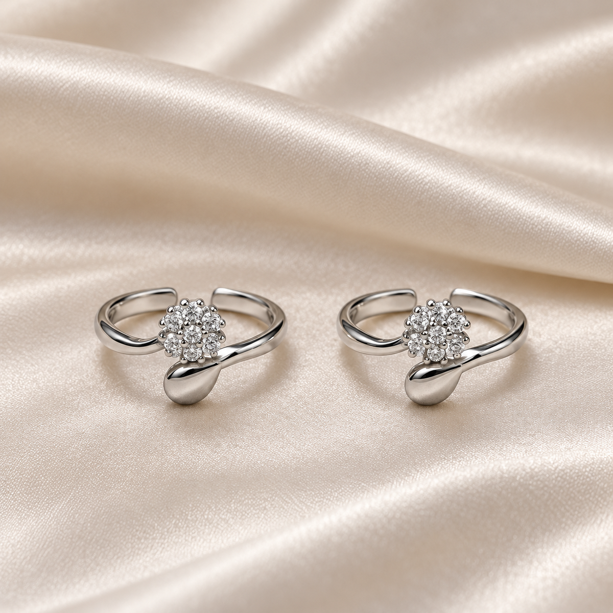 Floral Teardrop Toe Rings