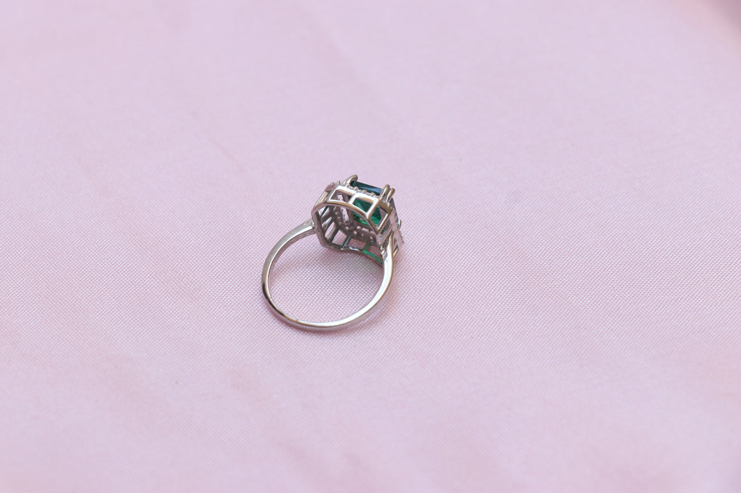 Emerald Solitaire Silver Ring