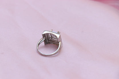 Solitaire Studded Silver Ring