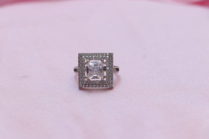 Solitaire Studded Silver Ring