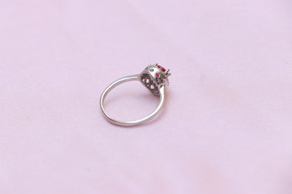 Drop Ruby Silver Ring