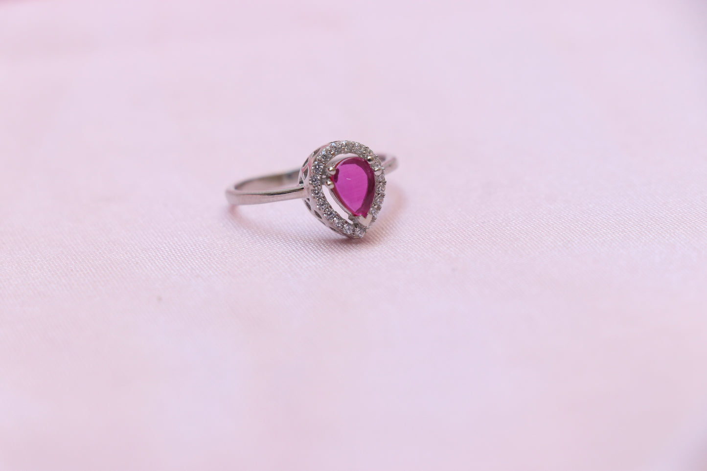 Drop Ruby Silver Ring