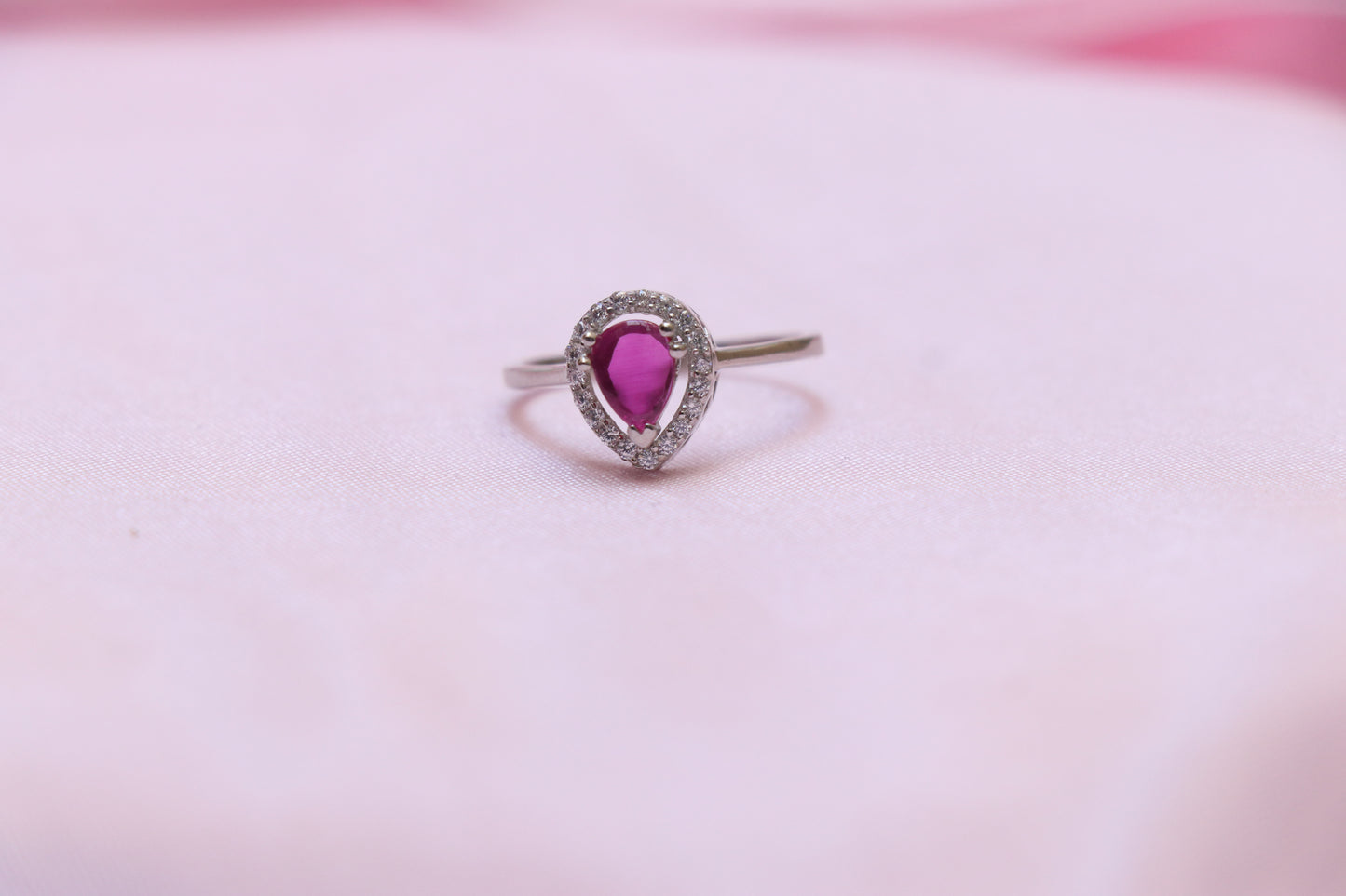 Drop Ruby Silver Ring