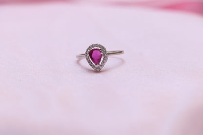 Drop Ruby Silver Ring