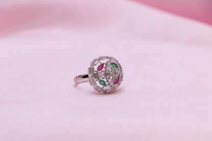 Ruby Emerald Cocktail Ring