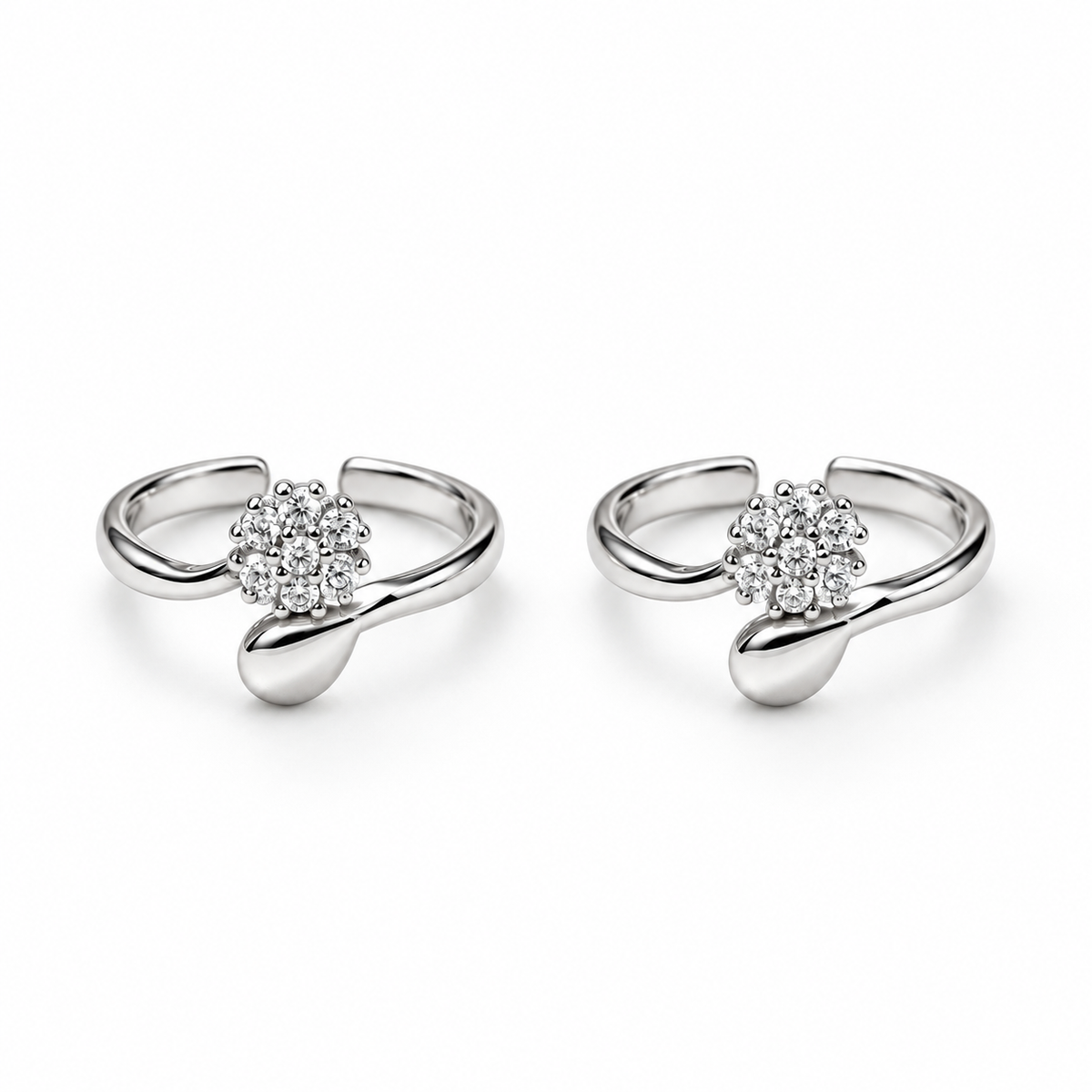 Floral Teardrop Toe Rings