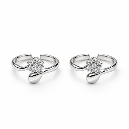 Floral Teardrop Toe Rings